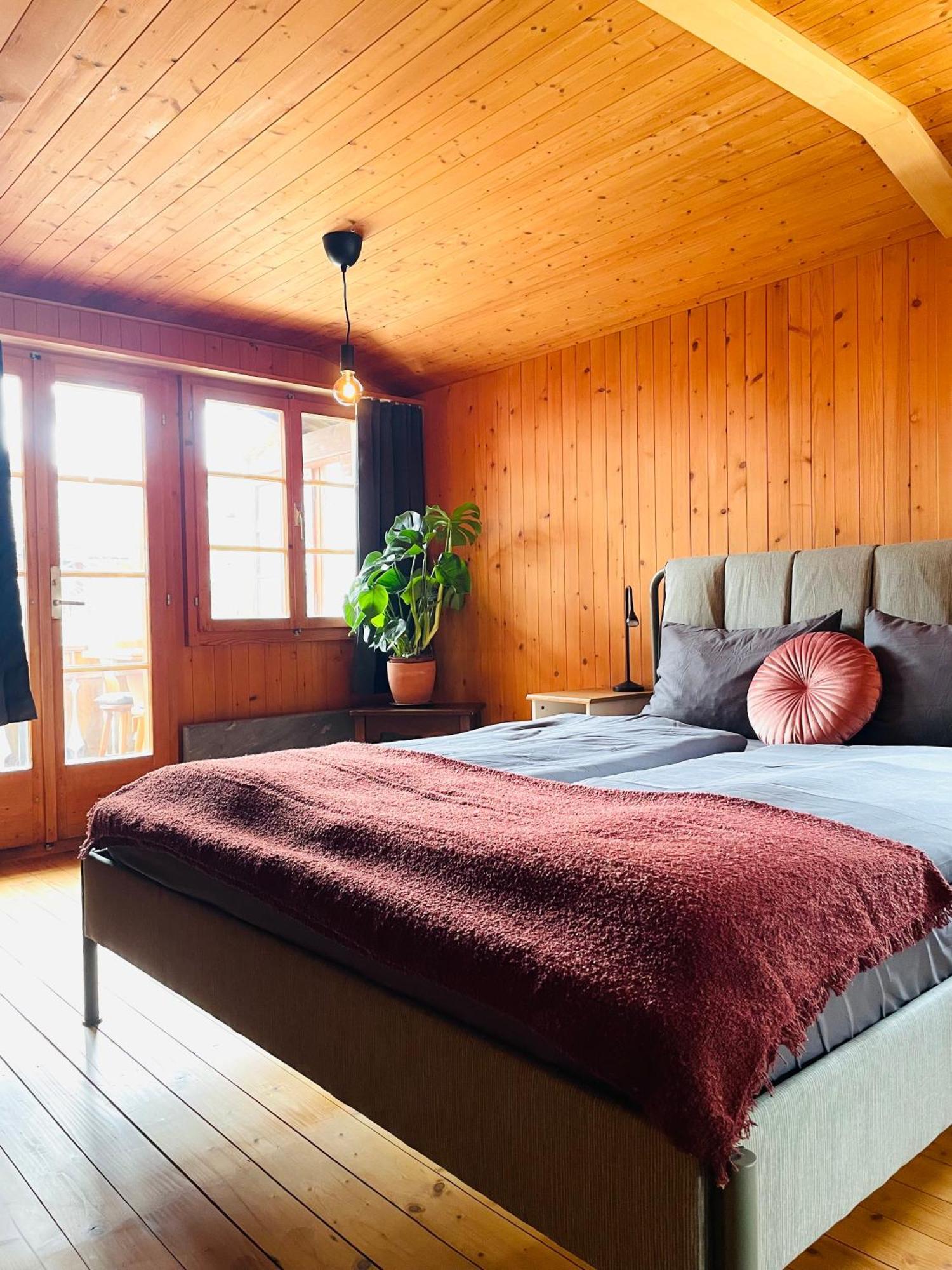 Lovely & Great Equipped Wooden Alp Chalet Flat Kandersteg Bagian luar foto